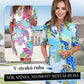 💐Nők színes, nyomott mintás V-nyakú ruha👗