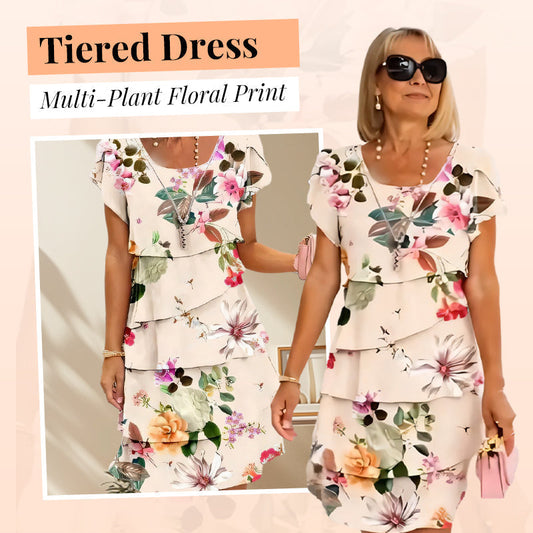 🌿 🌸 Pamut plus size virágmintás többrétegű ruhák