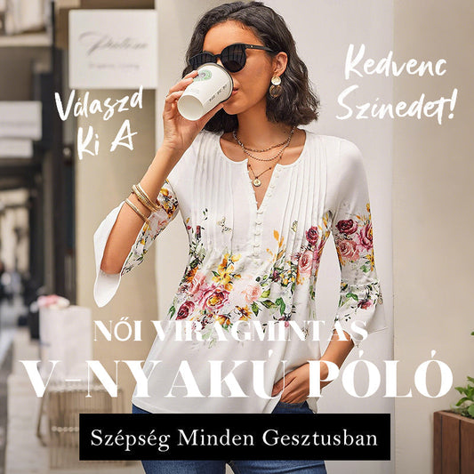🌸Női divatos nyomtatott V-nyakú ing