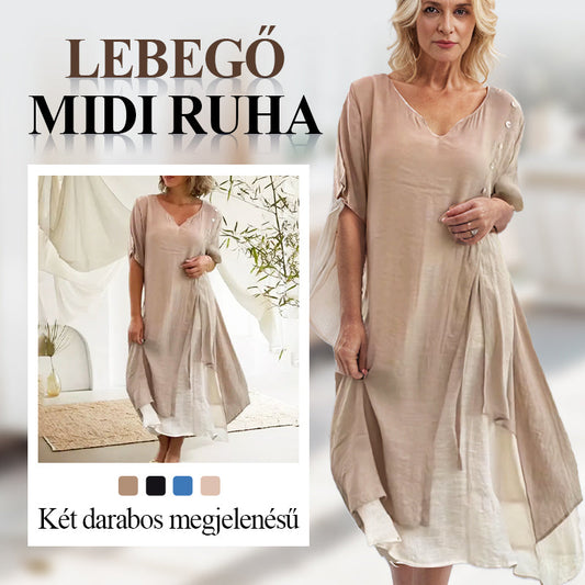 💞Női, két darabos megjelenésű, lebegő midi ruha