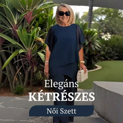 🔥 2026 Nyári Két Részes Szett Nőknek | Laza Sifon Felső + Nadrág | S-3XL | Utánvét