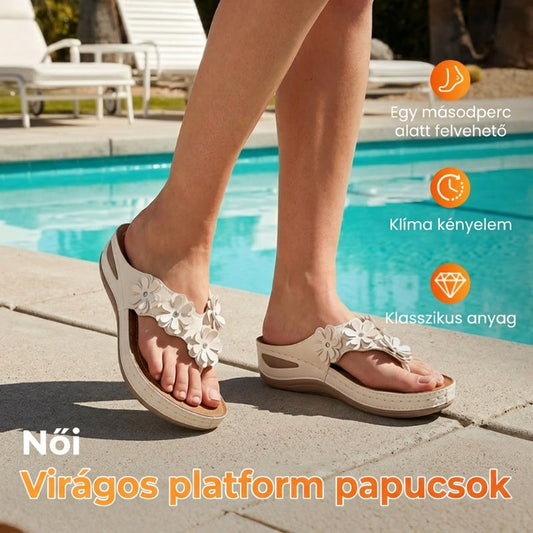 🌸 Női Virágmintás, Magas Sarkú Tangás Szandál – Tündéri Stílus