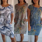 👗 🌼Női pamut & vászon kerek nyakú nyomtatott ruha