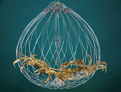 【🔥 Könnyű rákot és halat fogni】🐟Automatikus nyitás és zárás a ketrec halászhálóban🦀