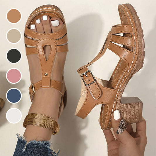 👡Open-Toe Cutout Block szandál csatos pánttal✨