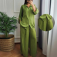 💕Hem Drawstring Top Széles szárú nadrág 2 darabos szett