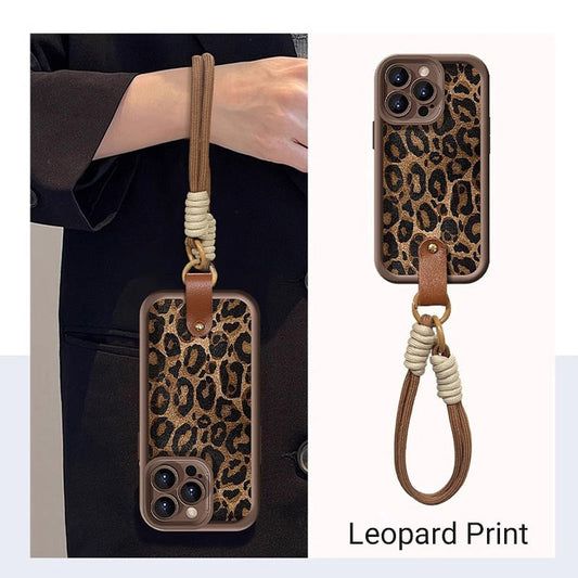 Leopárd mintás iPhone tok nyaklánccal