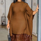 💖Női midi ruha flitterekkel és bojtokkal plus size méretben, batwing ujjakkal