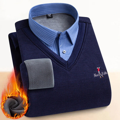 🔥Férfi termopulóver dupla polárbéléssel👔