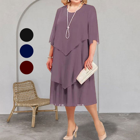 💖 Többrétegű plus size midi ruha