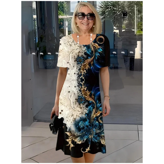 👗 Háromdimenziós virágminta egy laza női nyári ruhából✨