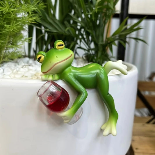 🐸🍷 Béka Virágcserép Akasztó Dísz