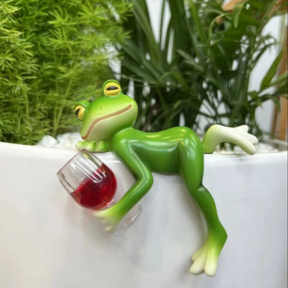 🐸🍷 Béka Virágcserép Akasztó Dísz