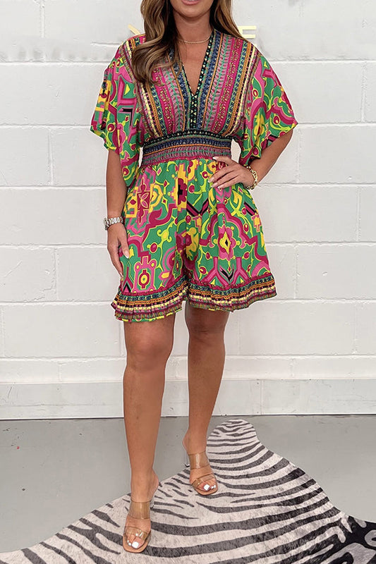【S-2XL】🌸Botanikus mintás alkalmi egyrészes rövidnadrág