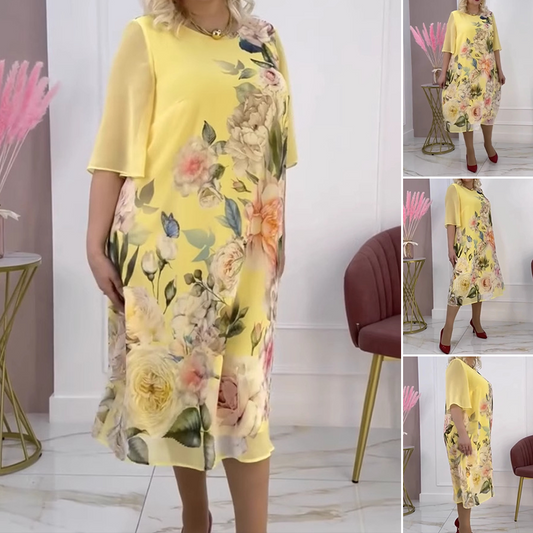💐Nyomtatott sifon plusz méretű ruha