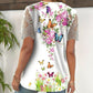 👚 Csipkés patchwork nyomtatott rövid ujjú felső🌺