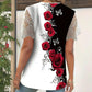👚 Csipkés patchwork nyomtatott rövid ujjú felső🌺