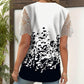 👚 Csipkés patchwork nyomtatott rövid ujjú felső🌺