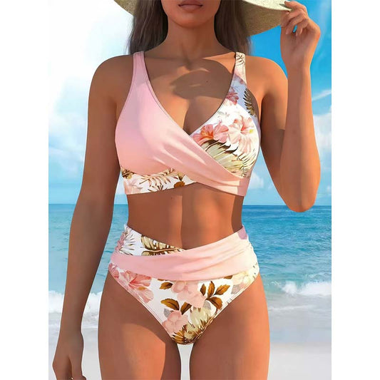 🌸Divatos mintás, magas derekú bikini szett👙