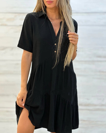 🔥Hot Sale🔥 Monokróm hajtókás komfort gomb lefelé ruha