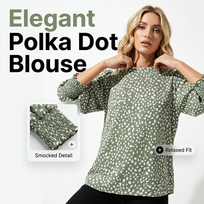 Női alkalmi, pöttyös, 3/4-es ujjú blúz