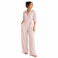 Női, rövid ujjú, széles szárú jumpsuit
