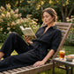 Női, rövid ujjú, széles szárú jumpsuit