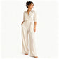 Női, rövid ujjú, széles szárú jumpsuit