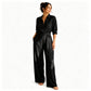 Női, rövid ujjú, széles szárú jumpsuit