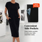 Women Casual Loose Midi Dress with Pockets