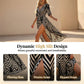 👗 Chevron Mintás V-nyakú Puffos Ujjú Midi Ruha