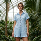 🩳 Női rövid ujjú, gombos jumpsuit zsebekkel