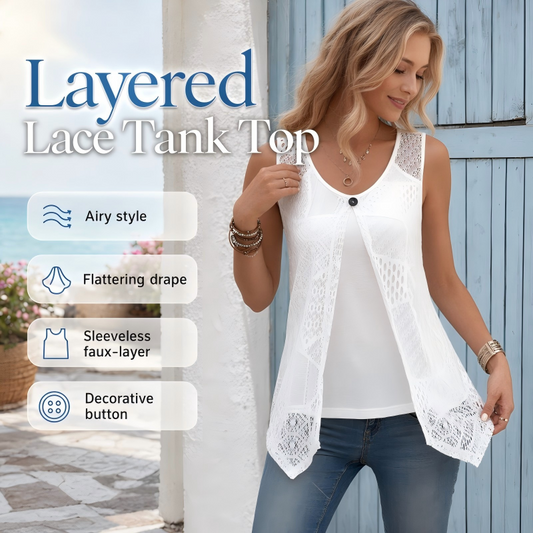 🎀 Női réteges csipke tank top