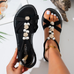 Women Flat Sandals with Pearls