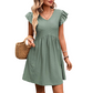 Women's Flutter Sleeve V--Neck Summer Dress