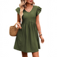 Women's Flutter Sleeve V--Neck Summer Dress