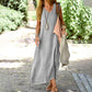 👗 Női ujjatlan, V-nyakú maxi ruha