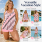 🩳 Női plus size kétrészes fürdőruha szoknyával és rövidnadrággal, nyomott tankini szett