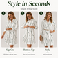 👗 👗 Női hosszú ujjú nyomott ingruha, alkalmi gombos, elegáns midiruha