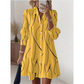 👗 👗 Női hosszú ujjú nyomott ingruha, alkalmi gombos, elegáns midiruha