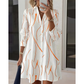 👗 👗 Női hosszú ujjú nyomott ingruha, alkalmi gombos, elegáns midiruha