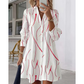 👗 👗 Női hosszú ujjú nyomott ingruha, alkalmi gombos, elegáns midiruha