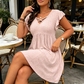 👗 Női keresztbe futó V-nyakú, lebegő ujjú, laza szabású ruha