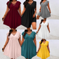 👗 Női keresztbe futó V-nyakú, lebegő ujjú, laza szabású ruha