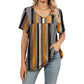 👕 Női V-nyakú nyomott mintás póló, alkalmi rövid ujjú, redőzött felső