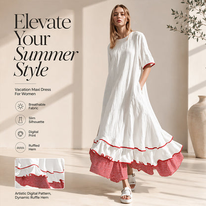 Women's Summer Tiered Ruffle Maxi Dress