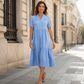 Women's V-Neck Button-Down Tiered Midi Dress