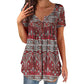 Women's Paisley Print V-Neck Short Sleeve Top