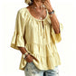 Women's 3/4 Bell Sleeve Tiered Ruffle Top