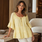 Women's 3/4 Bell Sleeve Tiered Ruffle Top